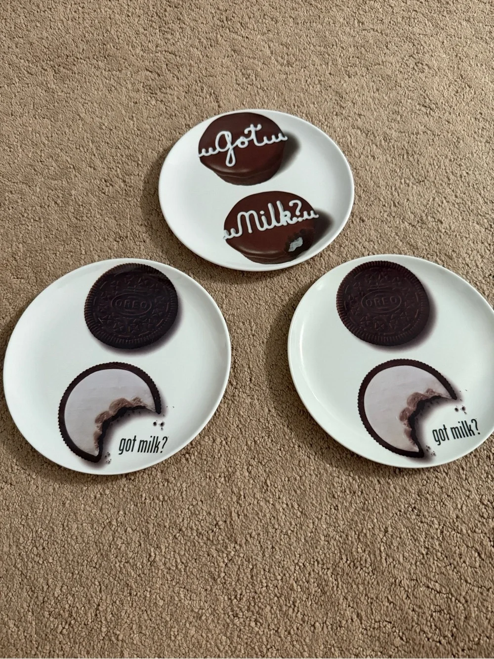 At Home International | Set of 3 Got Milk? Dessert Plates | Vintage 90s